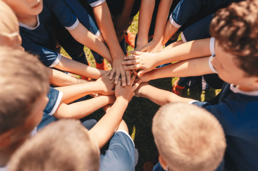 children's hands together
