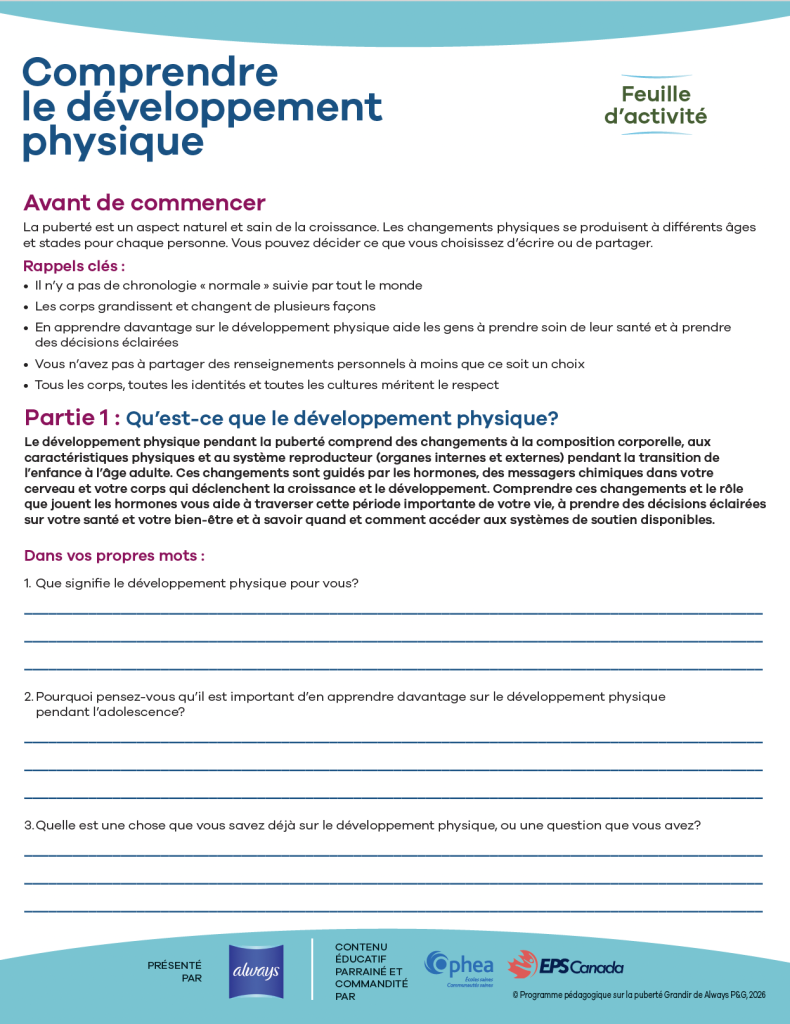 Comprendre le développement physique