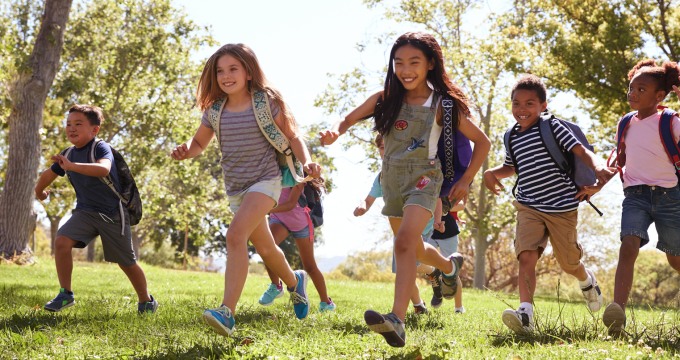 Kids running outdoors