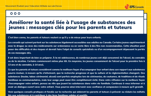 Image du document sur les messages clés sur la consommation de substances à l’intention des parents et des personnes proches aidantes